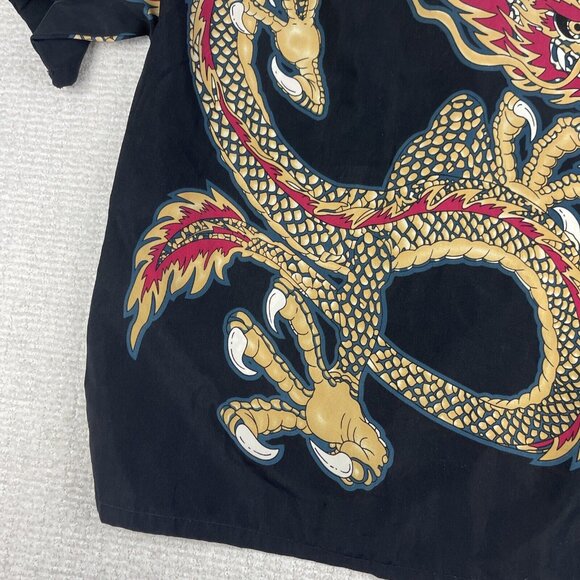 Vintage Y2k Urban Rags Dragon AOP Print Button Jersey Shirt Vtg NYC (Read) Men M - Picture 14 of 16